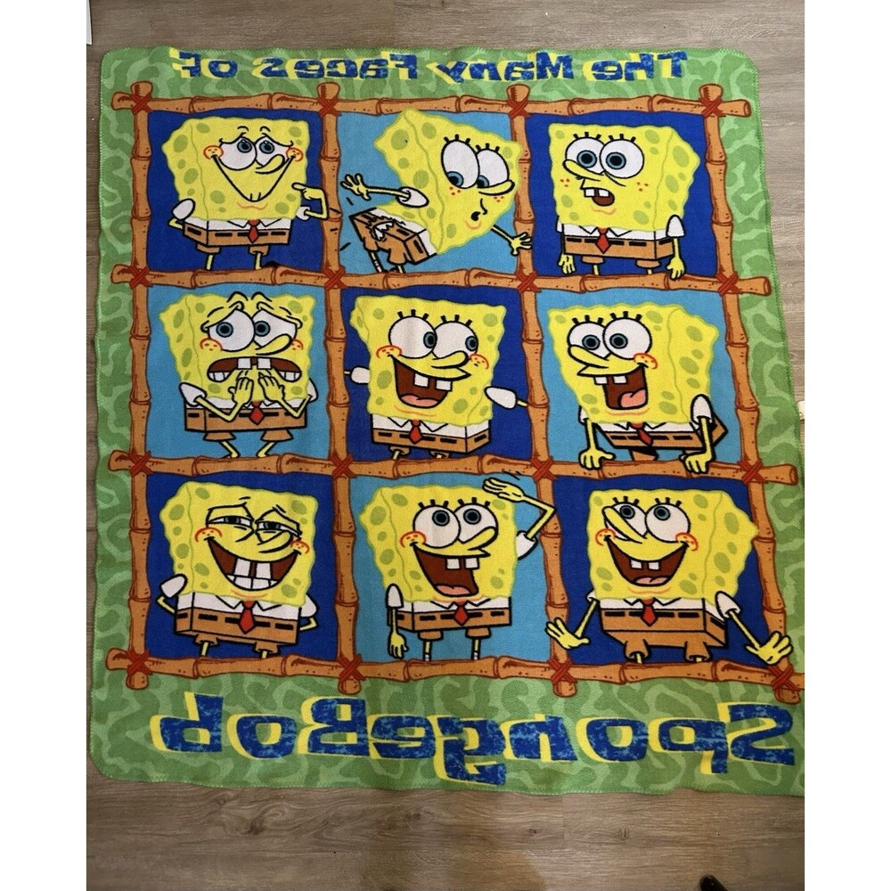 Nickelodeon SpongeBob SquarePants Throw Blanket Vintage 2003 55x50 Fleece Plush - Picture 7 of 8